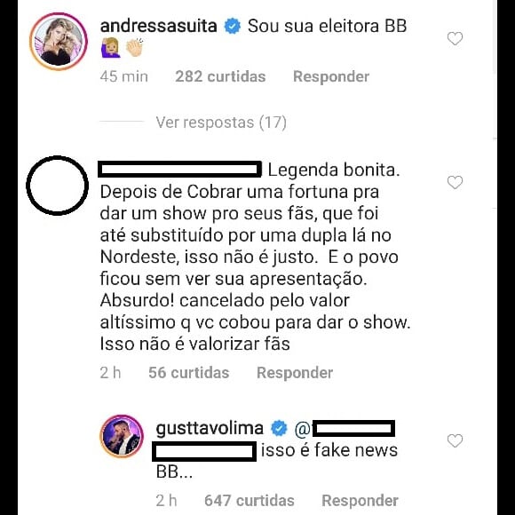 Gusttavo Lima responde fã sobre 'fortuna' como cachê