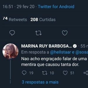 Marina Ruy Barbosa rebate comentário de seguidor