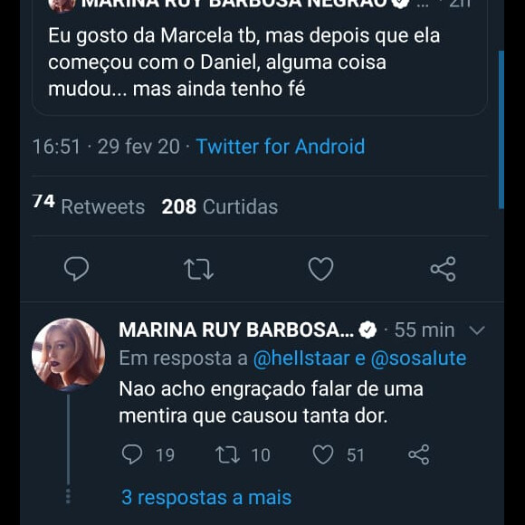 Marina Ruy Barbosa rebate comentário de seguidor
