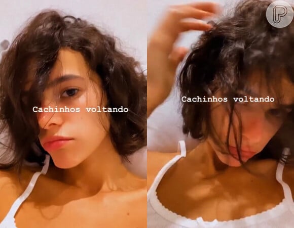 Bruna Marquezine mostra em vídeos os cachos aparecendo