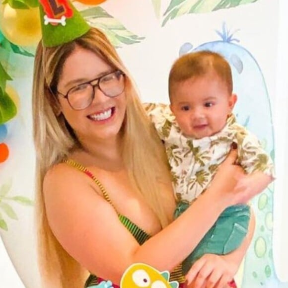 Marília Mendonça faz festa para filho, Léo, por 5º mesversário