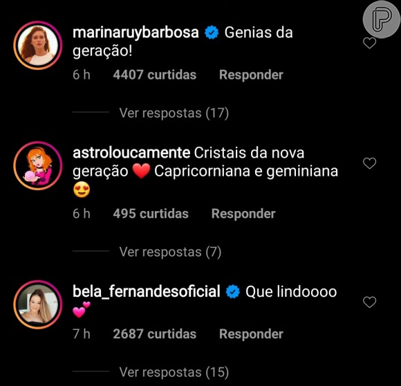 Marina Ruy Barbosa comenta em foto de Larissa Manoela e Maisa Silva