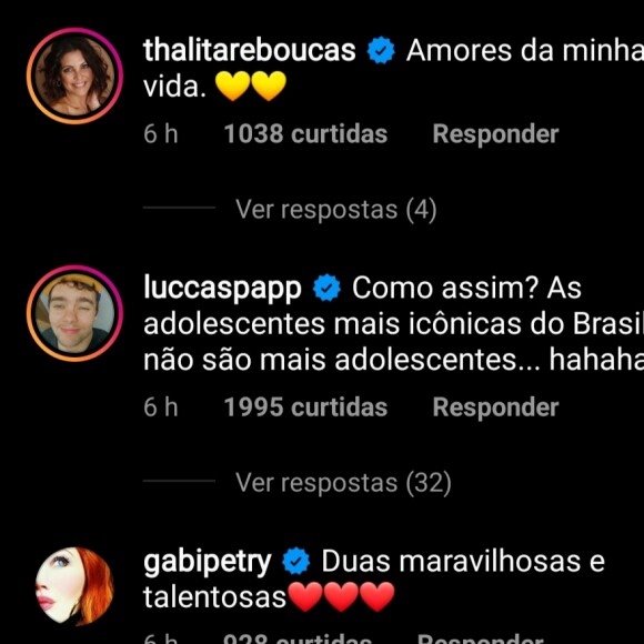 Famosos comentam em foto de Larissa Manoela com Maisa
