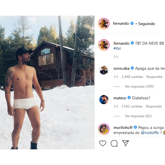 Foto de Fernando Zor de sunga após término ganha comentário de famosos