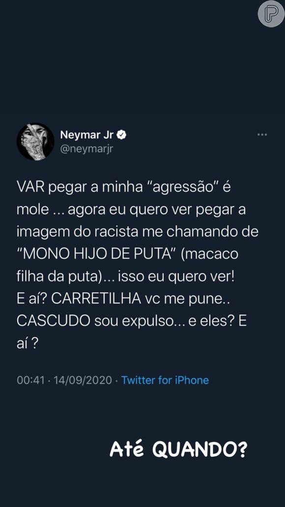 Neymar pede punição por ato racista