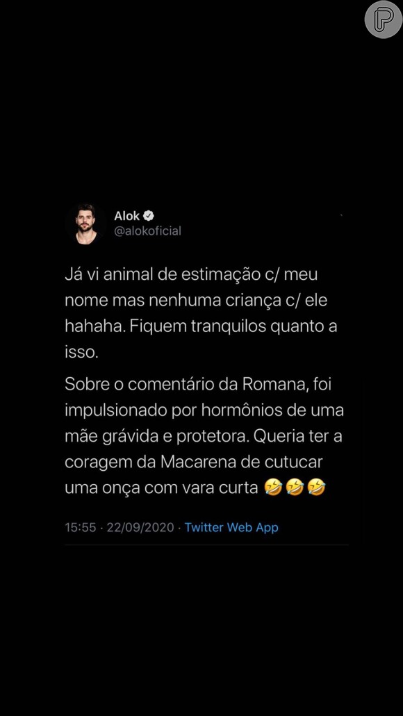 Romana Novais ganha defesa de Alok no Twitter