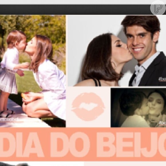 No Dia do Beijo, Carol Celico compartilhou uma foto fofa com Kaká