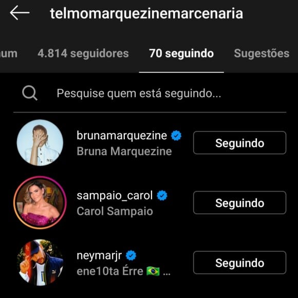 Pai de Bruna Marquezine retribui follow de Neymar no Instagram