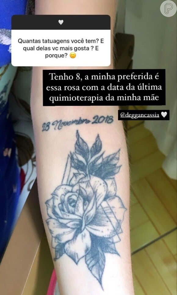 Maria Lina, namorada de Whindersson Nunes, mostra tatuagem com data da última quimioterapia de sua mãe