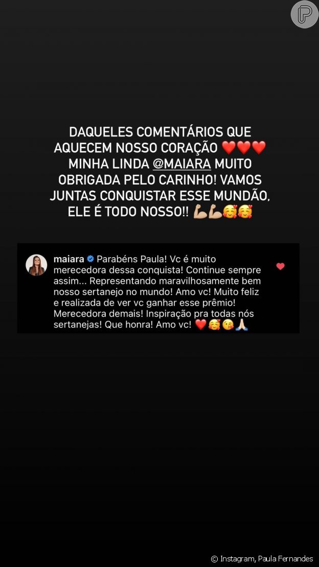 Cantora Paula Fernandes responde comentário de Maiara, dupla de Maraisa