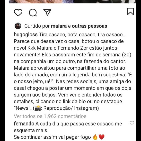 Maiara e Fernando Zor comentam reconciliação