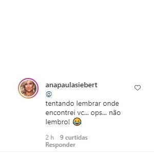 Ana Paula Siebert ironizou internauta sobre edição em foto de biquíni