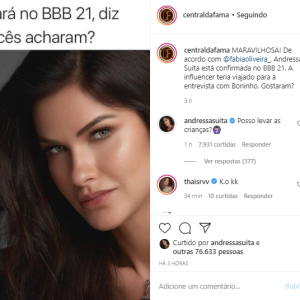 Andressa Suita ironiza suposta ida para o 'BBB21'