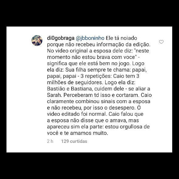 Internauta explica vídeo da família de Caio, do 'BBB21'