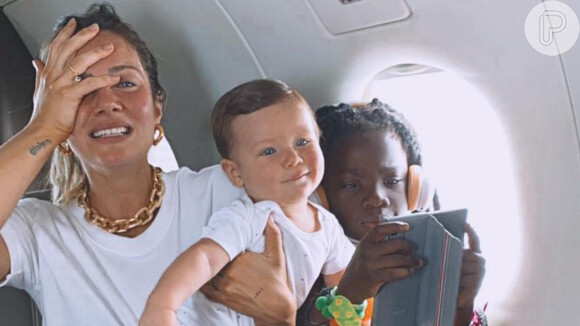 Família reunida! Giovanna Ewbank e Bruno Gagliasso viajam pela 1ª vez com os 3 filhos: 'Facinho'