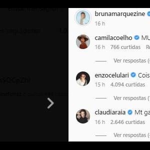 Enzo Celulari e Claudia Raia comentam em foto de Bruna Marquezine