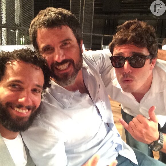 Thiago Rodrigues, Eriberto Leão e Mouhamed Harfouch gravam vinheta de fim de ano da TV Globo