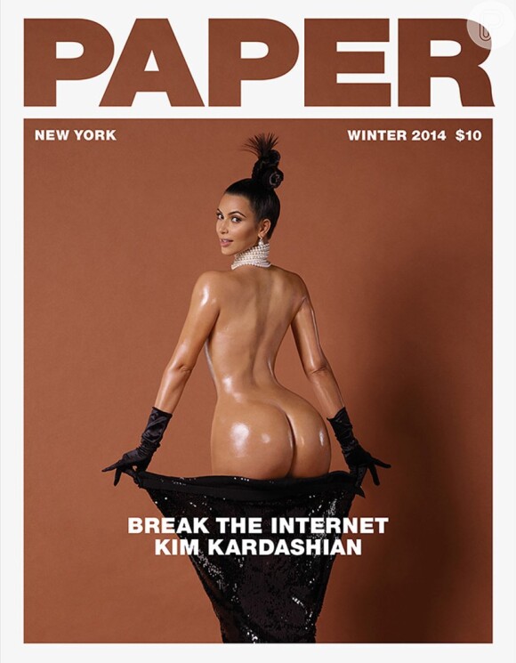 Kim Kardashian mostra o bumbum na capa da revista 'Paper'