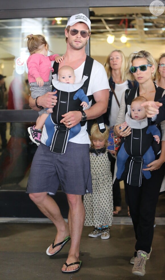Chris Hemsworth é pai de três filhos com Elsa Pataky: Tristan, Sasha e India Rose