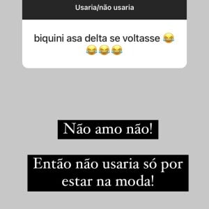 Sthefany Brito afirmou que não gosta de biquíni asa-delta