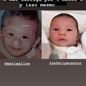 Foto de Zé Felipe na infância foi comparada à uma atual de Maria Alice