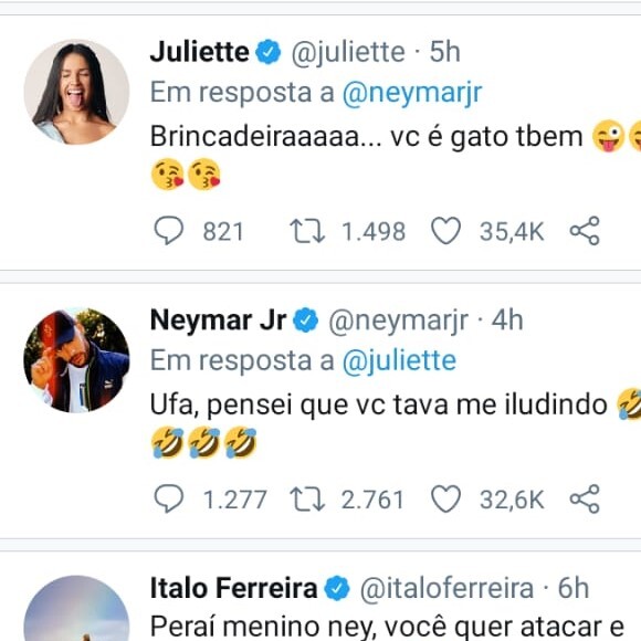 Neymar recebeu comentário bem-humorado de Ítalo Ferreira, campeão mundial de surfe
