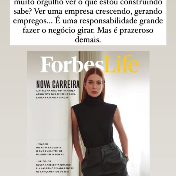 Marina Ruy Barbosa se vê realizada em carreira de empresária