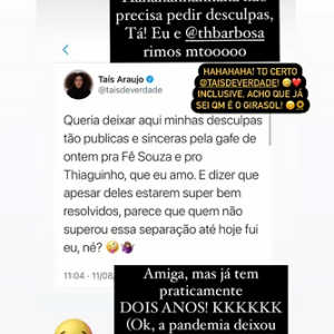 Thiaguinho revela que ele e Fernanda Souza riram da gafe de Taís Araújo