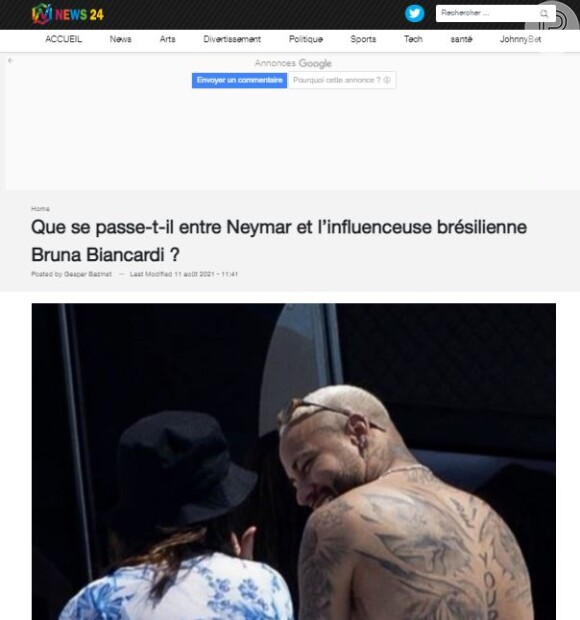 Sites franceses comentam novo romance de Neymar