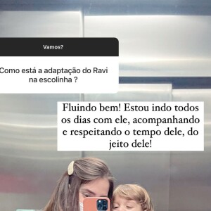 Romana Novais comemora adaptação do filho mais velho com Alok, Ravi, de 1 ano, ao ir para a escola: 'Fluindo bem!'