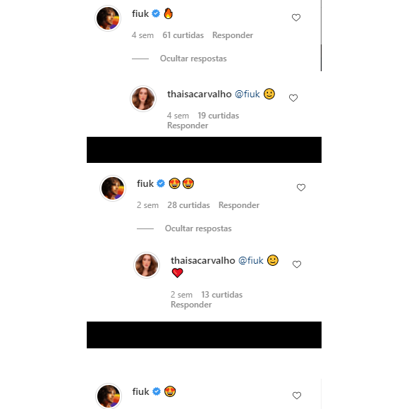 Fiuk e Thaisa Carvalho trocam emojis no Instagram