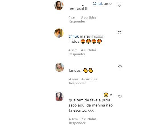 Internautas reagem a comentários de Fiuk nas fotos de Thaisa Carvalho