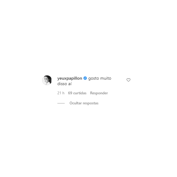 Isabelle Drummond comentou: 'Gosto muito disso aí'