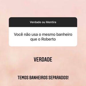 Ana Paula Siebert e Roberto Justus têm banheiros separados