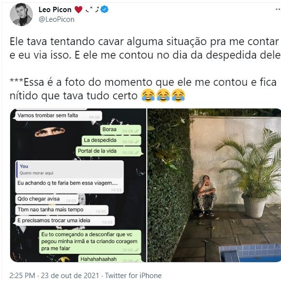 Leo Picon revelou que Gui Araújo contou sobre o affair com Jade Picon antes de ser confinado em 'A Fazenda 13'