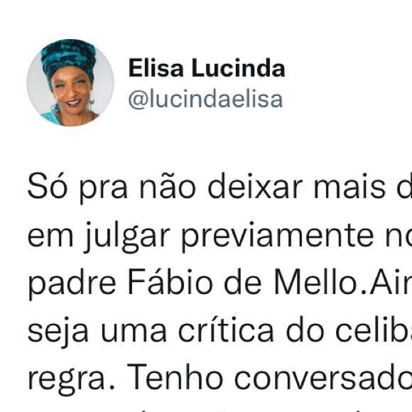 Elisa Lucinda admitiu: 'Errei em julgar nosso querido Padre Fábio de Melo'
