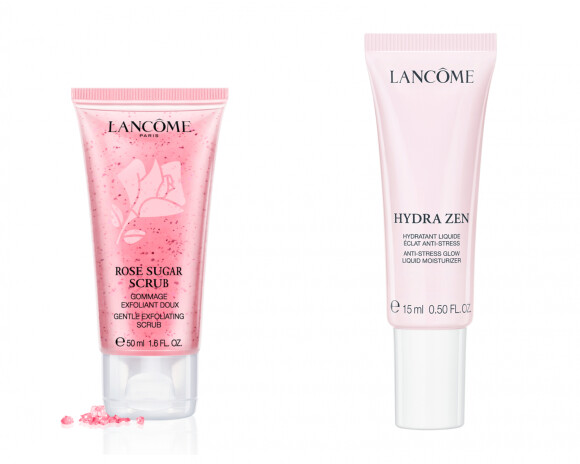 Lancôme lança três produtos da linha Pink Collection: o creme facial Hydra Zen Gel-Crème 15ml, o hidratante Hydra Zen Glow 15ml e o esfoliante Rose Sugar Scrub 50ml