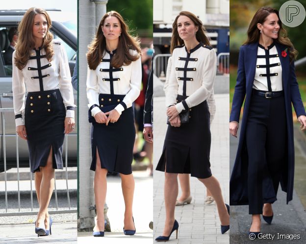 Looks de Kate Middleton em 2011, 2014, 2016 e 2021 com a mesma blusa