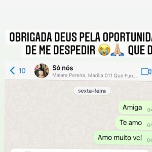 Maraisa, da dupla com Maiara, mostrou última conversa com Marília Mendonça