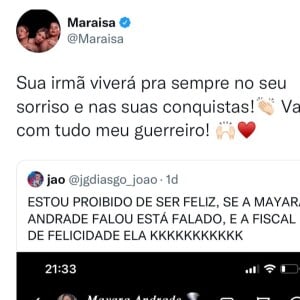 Maraisa demonstrou apoio ao irmão de Marília Mendonça