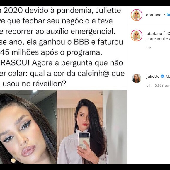 Juliette conta cor de calcinha que passou a virada