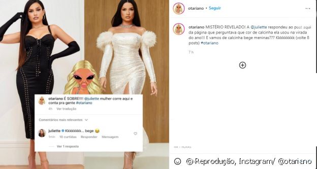 Juliette revela cor de calcinha da virada