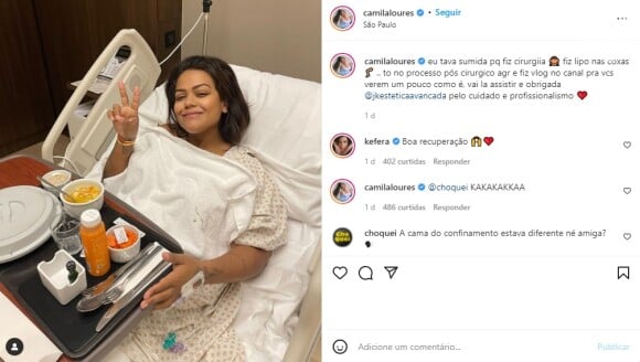Camila Loures posta foto após fazer lipoaspiração