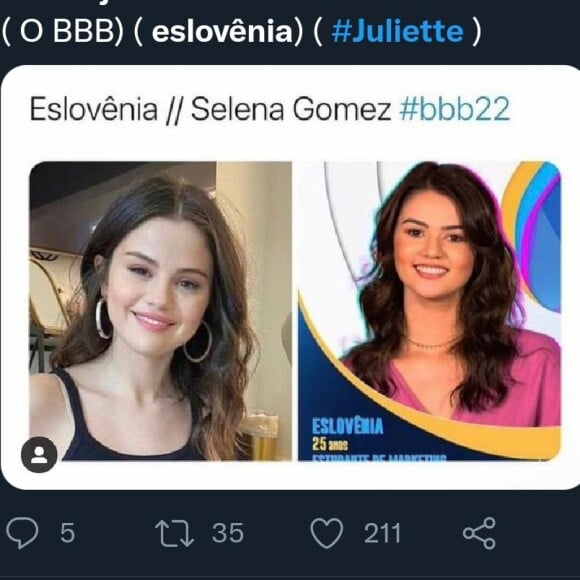 Juliette 2.0 foi um dos apelidos que Eslovênia, do 'BBB 22', recebeu