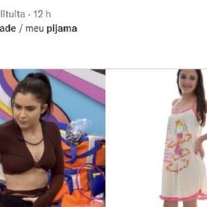 Internautas compararam o look de Jade Picon para dormir no 'BBB 22' com o aqueles usados em casa