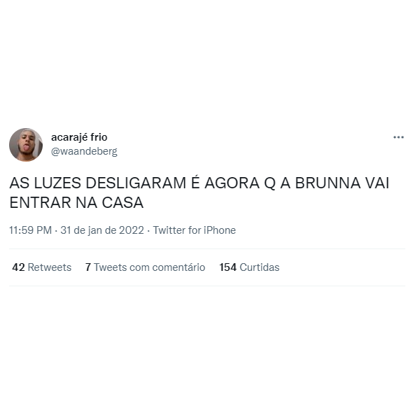 Até o apagão que rolou no 'BBB 22' foi motivo para zoar Brunna Gonçalves!