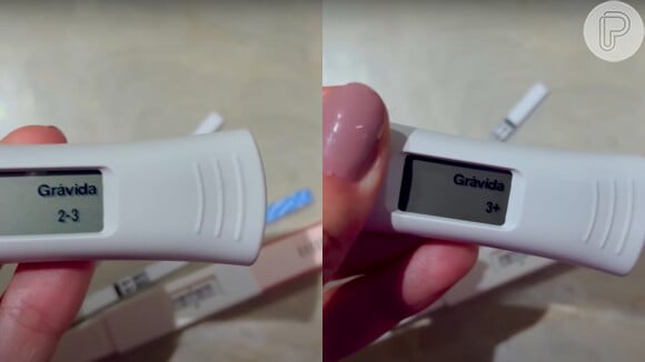 Virgínia Fonseca comprou ainda testes de gravidez digitais, que mostram o tempo de gestação. Um deles mostrou que a influencer estaria grávida de mais de três semanas