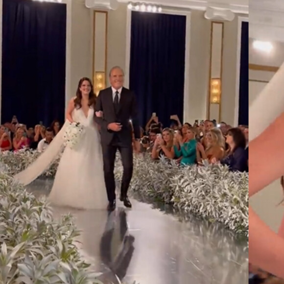 Casamento da filha de Roberto Justus: Luíza Justus usou vestido de noiva com estrelas bordadas na lateral