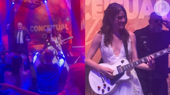 Casamento da filha de Roberto Justus: Luísa Justus sobe ao palco com o pai para tocar guitarra