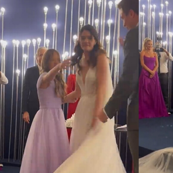 Casamento da filha de Roberto Justus: Rafaella Justus, filha de Ticiane Pinheiro, abraça noiva no altar